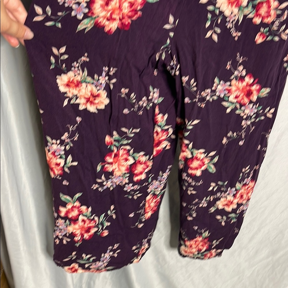 Xhilaration Purple and Red Floral Jumpsuit with Wide-Leg Design - Picture 8 of 8
